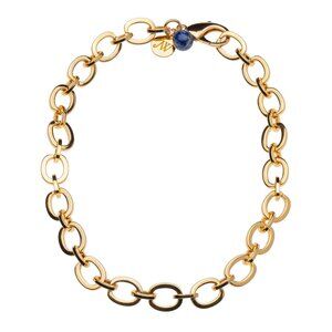 Jane Win Chunky Link Chain with Lapis Bead 18"